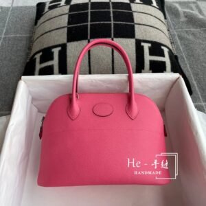 Rounded Zip Bag 27cm – Epsom, Rose Azalee, Silver Hardware
