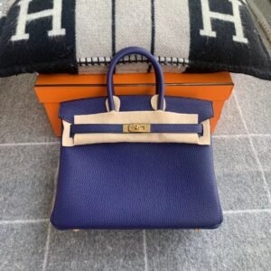 Top-Handle Bag 25cm – Togo, Blue Encre, Gold Hardware