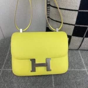 Buckle Flap Bag 24cm – Epsom, Lime, Silver Hardware