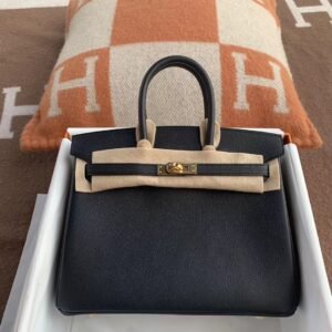 Top-Handle Bag 25cm – Haasepsom, Noir, Gold Hardware