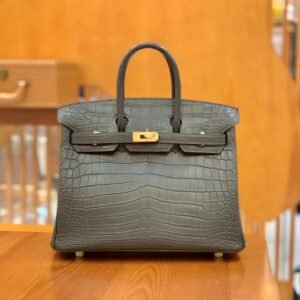 Top-Handle Bag 25cm – Matte Niloticus Crocodile, Etain, Gold Hardware