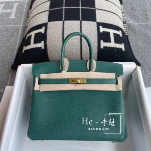 Top-Handle Bag 25cm – Togo, Malachite, Gold Hardware