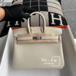 Top-Handle Bag 25cm – Togo, Craie, Silver Hardware