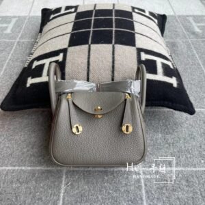 Mini Double-Zip Bag 19cm – Clemence, Etain, Gold Hardware