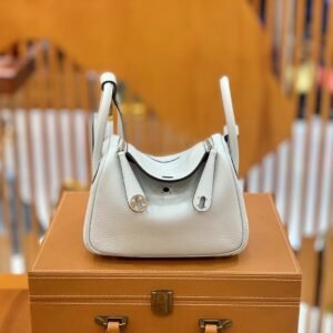 Mini Double-Zip Bag 18cm – Clemence, Light Blue, Silver Hardware