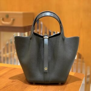 Bucket Tote 18cm – Alligator, Noir