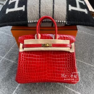 Top-Handle Bag 25cm – Shiny Niloticus, Braise, Gold Hardware
