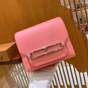 Rolling-Clasp Flap Bag 18cm – Rose Elipstick, Silver Hardware