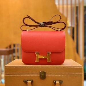 Buckle Flap Bag 18cm – Epsom, Red, Silver Hardware