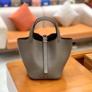 Bucket Tote 18cm – Clemence, Etain, Silver Hardware