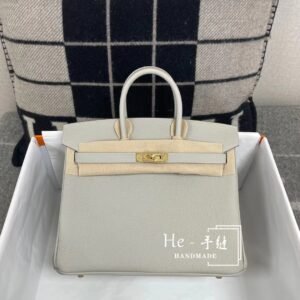 Top-Handle Bag 25cm – Togo, Gris Pearl, Gold Hardware