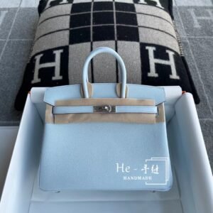 Top-Handle Bag 25cm – Epsom, Blue Pale, Silver Hardware