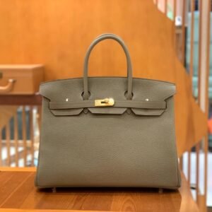 Top-Handle Bag 35cm – Clemence, Etoupe, Gold Hardware