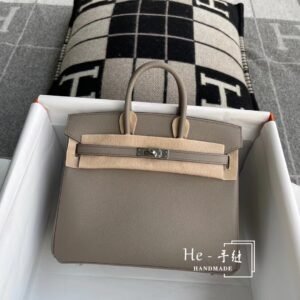 Top-Handle Bag 25cm – Epsom, Gris Asphalt, Gold Hardware (AG-18823)