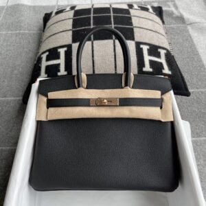 Top-Handle Bag 30cm – Togo, Black, Rose Gold Hardware