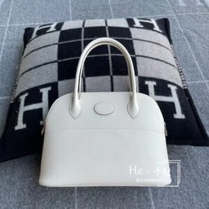Rounded Zip Bag 27cm – Epsom, Nata, Silver Hardware