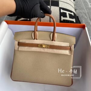 Top-Handle Bag 25cm – Togo, Gris Trench / Gold, Brushed Gold Hardware