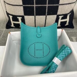 Mini Perforated Crossbody 18cm – Clemence, Blue Paon, Silver Hardware