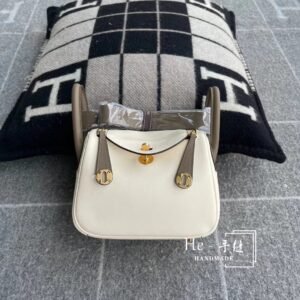 Mini Double-Zip Bag 19cm – Swift, Nata, Gold Hardware
