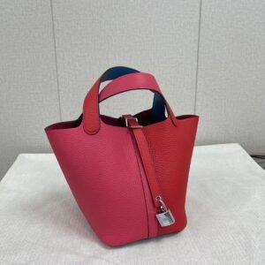 Bucket Tote 18cm – Clemence, Rouge De Coeur / Rose Extreme / Blue Zanzibar, Silver Hardware