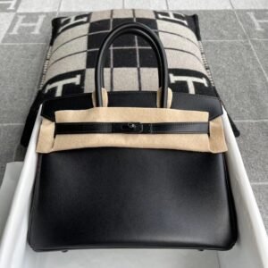 Top-Handle Bag 30cm – Box, Noir, Black Hardware