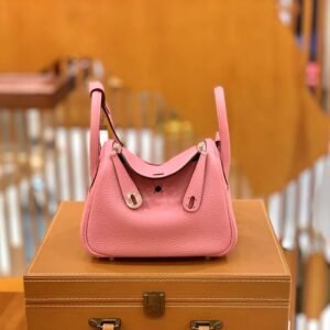 Mini Double-Zip Bag 18cm – Clemence, Sakura Pink, Silver Hardware