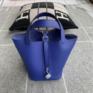 Bucket Tote 18cm – Clemence, Blue Electric, Silver Hardware