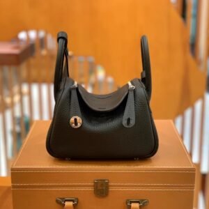Mini Double-Zip Bag – Togo, Noir (AG-11885)