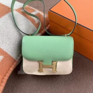 Buckle Flap Bag 18cm – Epsom, Vert Criquet, Gold Hardware