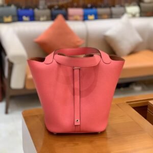 Bucket Tote 22cm – Clemence, Lipstick Pink, Silver Hardware