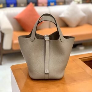 Bucket Tote 18cm – Clemence, Griss Asphalte, Silver Hardware