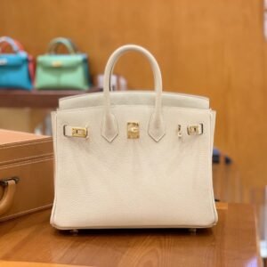 Top-Handle Bag 25cm – Togo, Creamy White, Gold Hardware