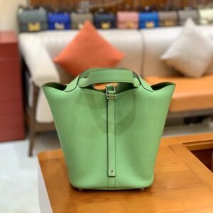 Bucket Tote 22cm – Clemence, Avocado Green, Silver Hardware