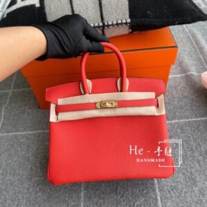 Top-Handle Bag 25cm – Togo, Rose Jaipur, Gold Hardware