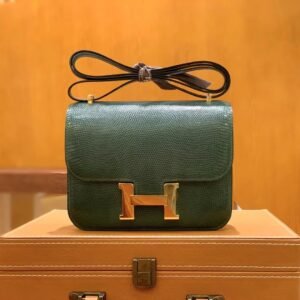Buckle Flap Bag 19cm – Lizard, Malachite, Gold Hardware