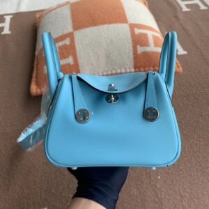 Mini Double-Zip Bag 19cm – Swift, Blue De Nord, Silver Hardware