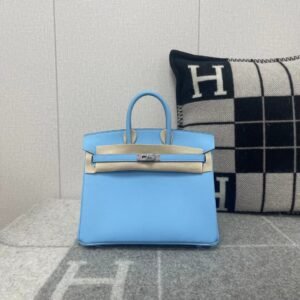 Top-Handle Bag 25cm – Epsom, Celeste, Silver Hardware