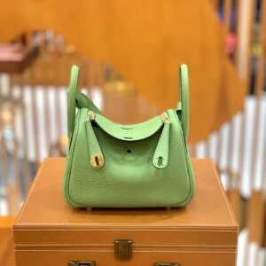Mini Double-Zip Bag 18cm – Clemence, Avocado Green, Gold Hardware
