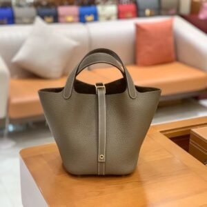 Bucket Tote 18cm – Togo, Gris Elephant (AG-14667)