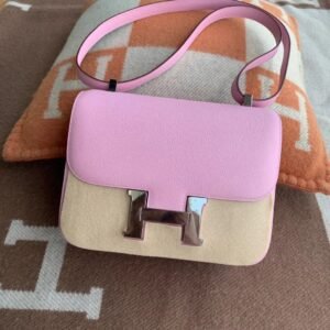 Buckle Flap Bag 24cm – Epsom, Mauve Sylvestre, Silver Hardware