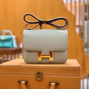 Buckle Flap Bag 18cm – Epsom, Gull Grey, Gold Hardware