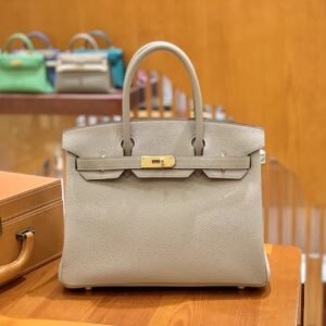 Top-Handle Bag 30cm – Togo, Dove Gray, Gold Hardware