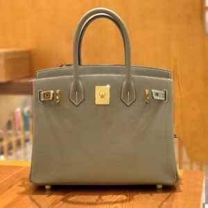 Top-Handle Bag 30cm – Epsom, Gris Asphalte, Gold Hardware