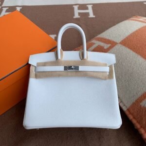Top-Handle Bag 25cm – Epsom, Blanc, Silver Hardware