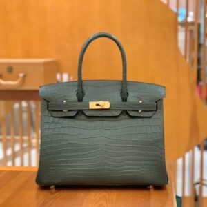 Top-Handle Bag 30cm – Porosus, Vert Fonce (AG-14565)