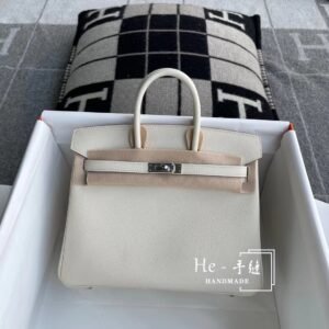 Top-Handle Bag 25cm – Epsom, Craie, Silver Hardware