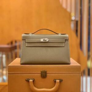 Mini Turnlock Flap Bag 22cm – Epsom, Etoupe, Silver Hardware