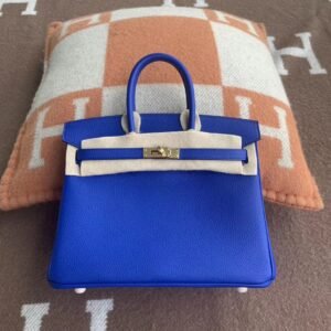 Top-Handle Bag 25cm – Togo, Blue Zellige, Gold Hardware