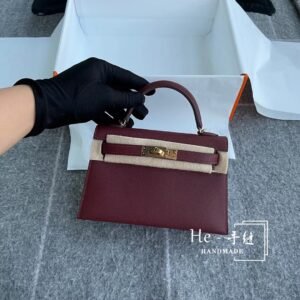 Mini Turnlock Flap Bag 19cm – Epsom, Bordeaux, Silver Hardware