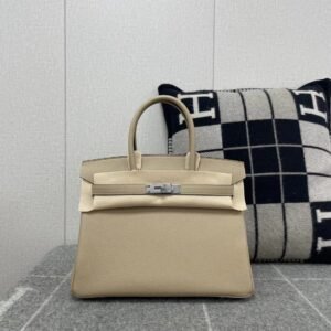 Top-Handle Bag 30cm – Togo, Gris Trench, Silver Hardware